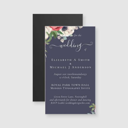 Elegant Red White Blue Floral Wedding Budget (Voorkant / Achterkant)