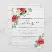 Elegant Red White Blue Floral Wedding Budget (Voorkant / Achterkant)