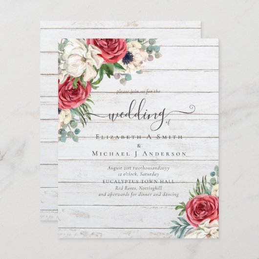 Elegant Red White Blue Floral Wedding Budget (Voorkant / Achterkant)