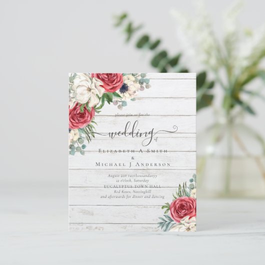 Elegant Red White Blue Floral Wedding Budget (Staand voorkant)