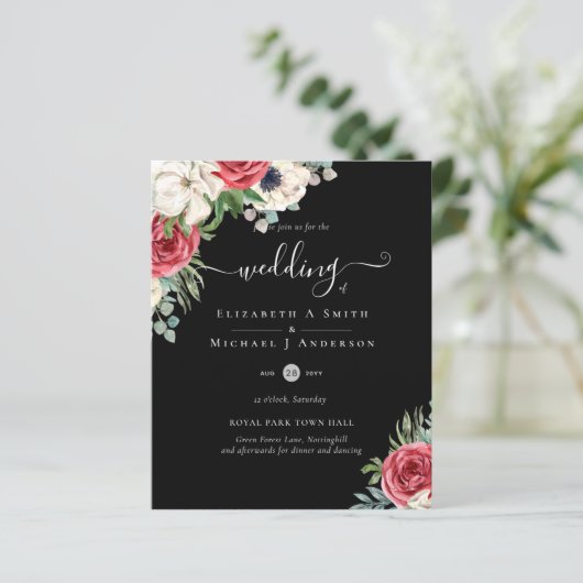 Elegant Red White Blue Floral Wedding Budget (Staand voorkant)
