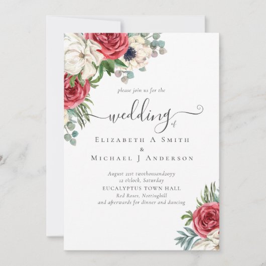 Elegant Red White Blue Floral Wedding Budget (Voorkant)