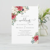 Elegant Red White Blue Floral Wedding Budget (Staand voorkant)