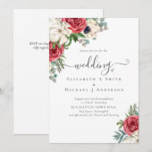 Elegant Red White Blue Floral Wedding Budget (Voorkant / Achterkant)