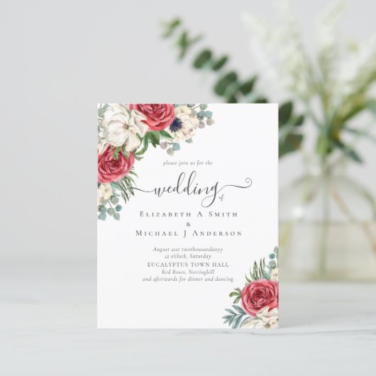 Elegant Red White Blue Floral Wedding Budget (Staand voorkant)