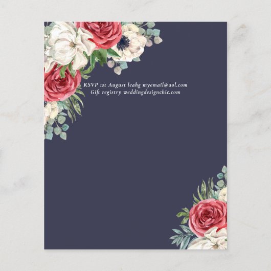 Elegant Red White Blue Floral Wedding Budget (Achterkant)