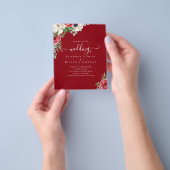 Elegant Red White Blue Floral Wedding Budget Flyer (Hand)