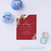Elegant Red White Blue Floral Wedding Budget Flyer (Enkel)