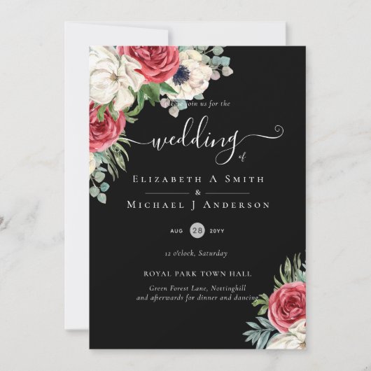 Elegant Red White Blue Floral Wedding Budget Kaart (Voorkant)
