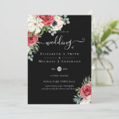 Elegant Red White Blue Floral Wedding Budget Kaart (Staand voorkant)
