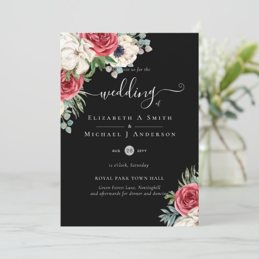 Elegant Red White Blue Floral Wedding Budget Kaart (Staand voorkant)