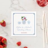 Elegant Red White Blue Floral Wedding Shower Party Servet (Insitu)