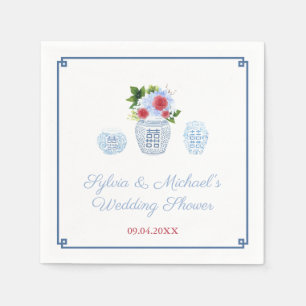 Elegant Red White Blue Floral Wedding Shower Party Servet