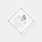 Elegant Red White Blue Floral Wedding Shower Party Servet (Hoek)