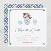 Elegant Red White Blue Holiday Weekend Weddenschap Save The Date (Voorkant / Achterkant)