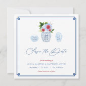 Elegant Red White Blue Holiday Weekend Weddenschap Save The Date (Voorkant)