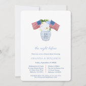 Elegant Red White Blue Wedding Rehearsal Dinner Kaart (Voorkant)