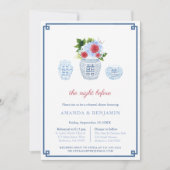 Elegant Red White Blue Wedding Rehearsal Dinner Kaart (Voorkant)
