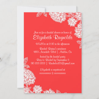 Elegant Red & White Bridal Shower Invitations Kaart