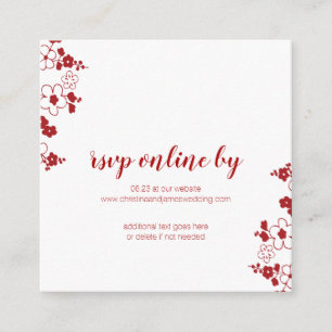 Elegant Red & White Cherry Blossom Wedding RSVP Informatiekaartje