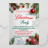 Elegant Red & White Christmas Party Invitation Folie Uitnodiging (Voorkant)