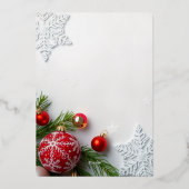 Elegant Red & White Christmas Party Invitation Folie Uitnodiging (Achterkant)