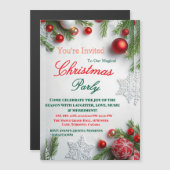 Elegant Red & White Christmas Party Invitation Magnetische Uitnodiging (Voorkant / Achterkant)