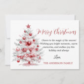 Elegant Red White Christmas Tree  Feestdagenkaart (Voorkant)