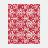 Elegant Red & White Damask Pattern Holiday Fleece Deken (Voorkant)