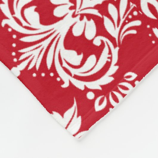 Elegant Red & White Damask Pattern Holiday Fleece Deken (Hoek)