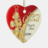 Elegant Red, White en Gold Kerstmis | Foto Keramisch Ornament (Rechts)