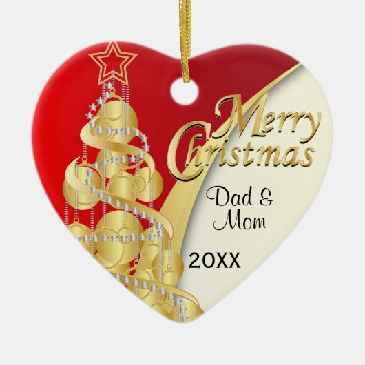 Elegant Red, White en Gold Kerstmis | Foto Keramisch Ornament (Voorkant)