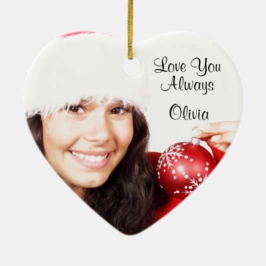 Elegant Red, White en Gold Kerstmis | Foto Keramisch Ornament (Achterkant)