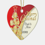 Elegant Red, White en Gold Kerstmis | Foto Keramisch Ornament (Links)