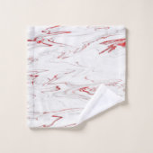 Elegant Red White Faux Marble Bad Handdoek (Wasdoekje)