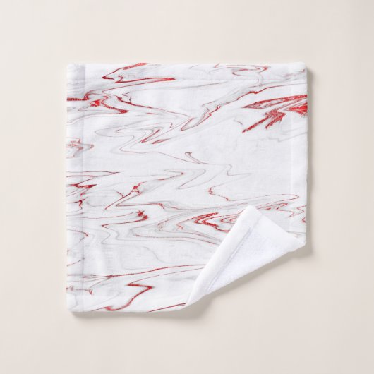 Elegant Red White Faux Marble Bad Handdoek (Wasdoekje)