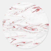 Elegant Red White Faux Marble Ronde Sticker (Voorkant)