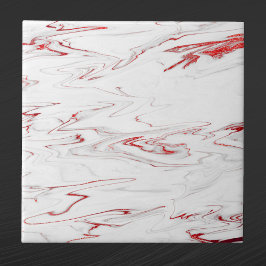 Elegant Red White Faux marmer kerst Tegeltje