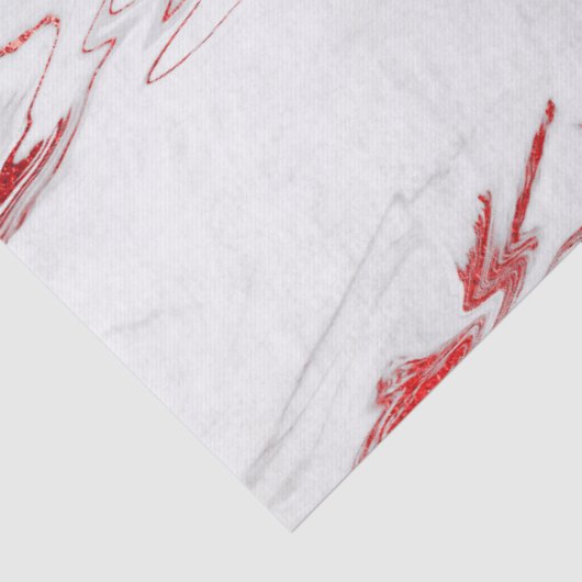 Elegant Red White Faux marmer kerst Tissuepapier (Detail)