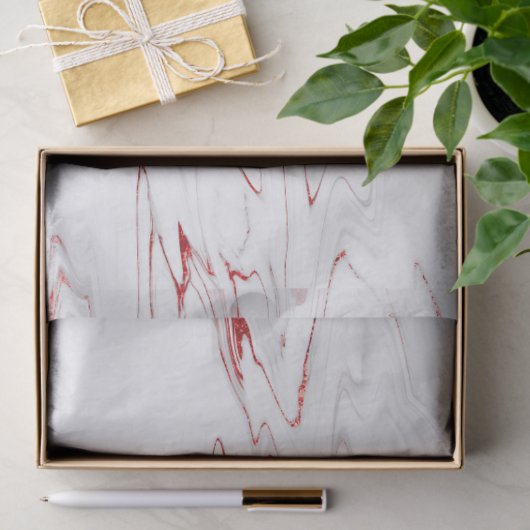 Elegant Red White Faux marmer kerst Tissuepapier (Geschenk)