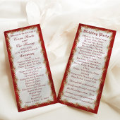 Elegant Red White Filigree Wedding Programmakaart