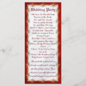 Elegant Red White Filigree Wedding Programmakaart (Achterkant)