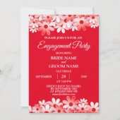 Elegant Red White Floral Engagement Party Kaart (Voorkant)