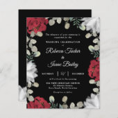 Elegant Red White Floral Greenery Wedding Invite (Voorkant / Achterkant)