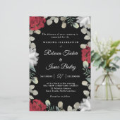 Elegant Red White Floral Greenery Wedding Invite (Staand voorkant)