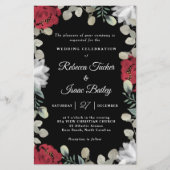 Elegant Red White Floral Greenery Wedding Invite (Voorkant)