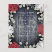 Elegant Red White Floral Greenery Wedding Invite (Voorkant)