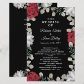 Elegant Red White Floral Greenery Wedding Programm (Voorkant / Achterkant)