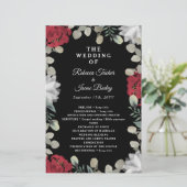 Elegant Red White Floral Greenery Wedding Programm (Staand voorkant)