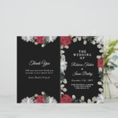 Elegant Red White Floral Greenery Wedding Programm (Staand voorkant)